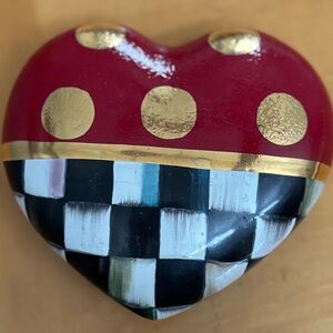 Mackenzie Heart Shaped Art Piece with Red and Gold Dots